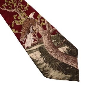 Vintage Eagle Outlook Necktie‎ Bald Eagle UfSA Made Silk Tie Endangered Species